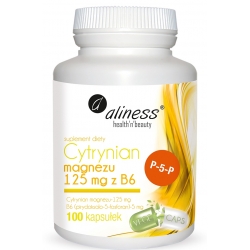 Cytrynian magnezu z witaminą B6 P-5-P 100 kapsułek Aliness